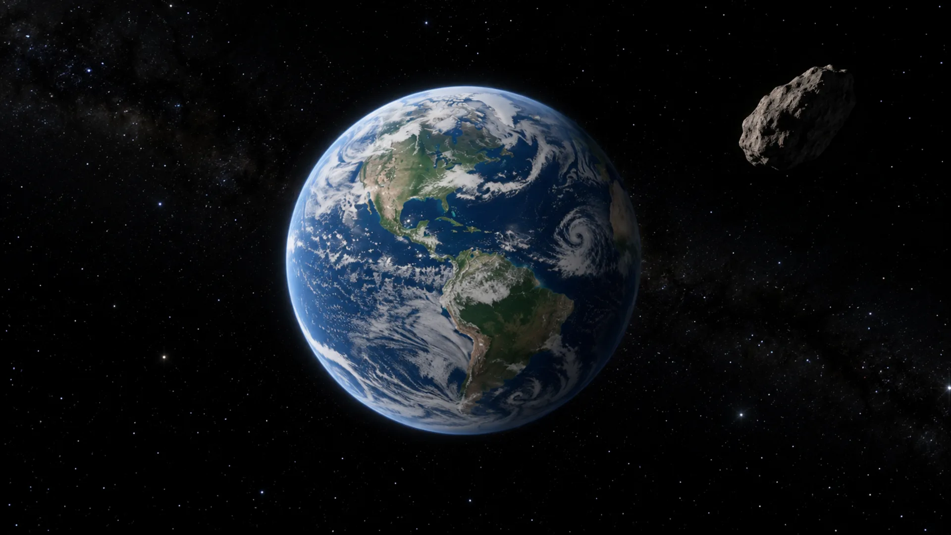 Equipe de cientistas analisando um asteroide e dados de uma missão espacial