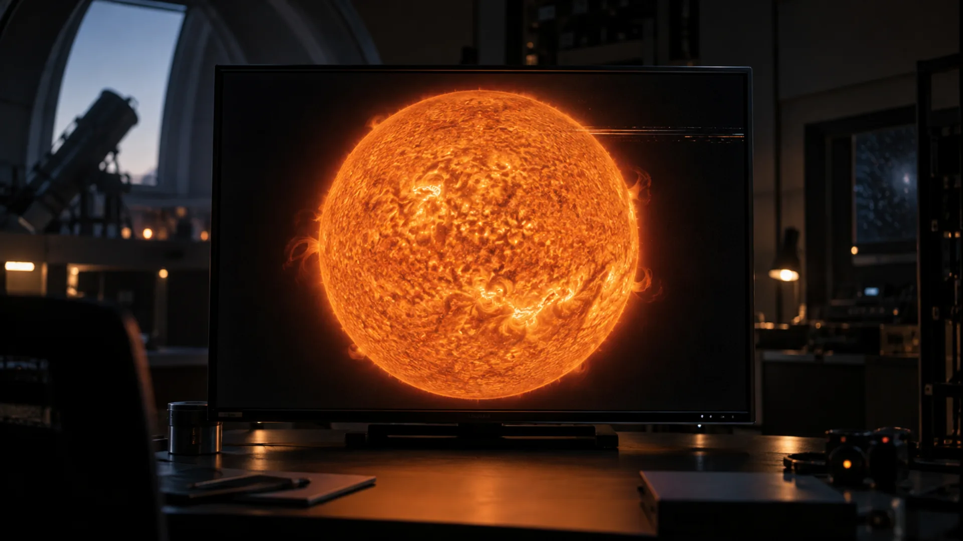 Person watching the Sun above an Earth landscape